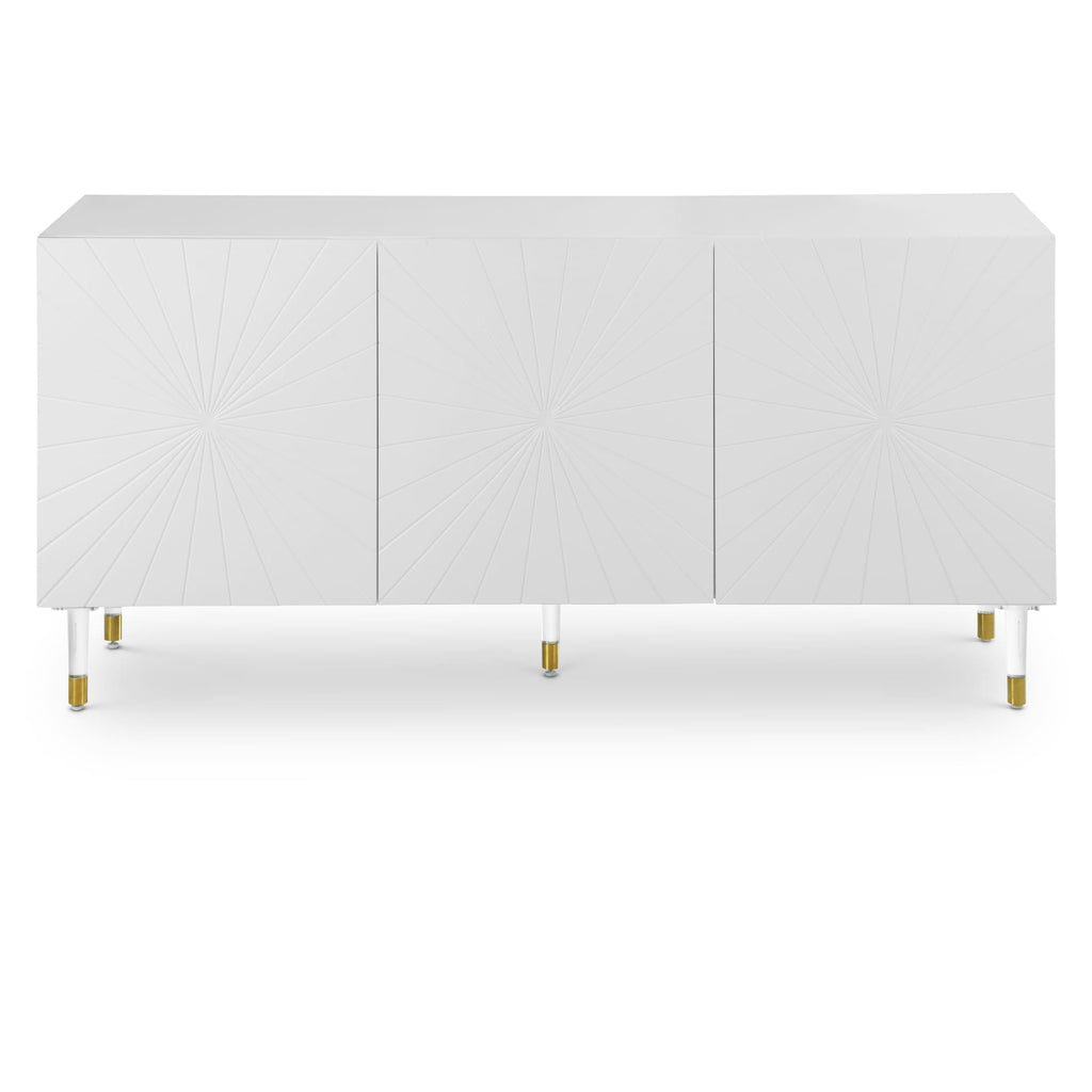 Meridian Furniture Starburst Sideboard/Buffet - White - Storage