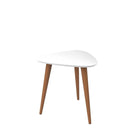 Manhattan Comfort Utopia 19.68 High Triangle End Table With Splayed Wooden Legs - White Gloss and Maple Cream - Other Tables