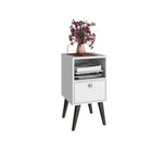 Accentuations by Manhattan Comfort Abisko Stylish Side Table with 1- Cubby and 1-Drawer - White - Other Tables