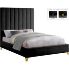Meridian Furniture Via Velvet Full Bed - Black - Bedroom Beds
