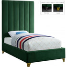 Meridian Furniture Via Velvet Twin Bed - Green - Bedroom Beds