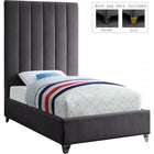 Meridian Furniture Via Velvet Twin Bed - Bedroom Beds
