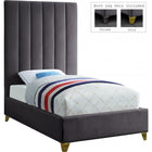 Meridian Furniture Via Velvet Twin Bed - Grey - Bedroom Beds