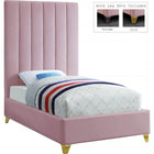 Meridian Furniture Via Velvet Twin Bed - Pink - Bedroom Beds
