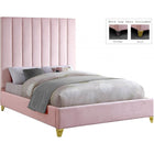 Meridian Furniture Via Velvet Full Bed - Pink - Bedroom Beds