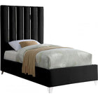 Meridian Furniture Enzo Velvet Twin Bed - Black - Bedroom Beds