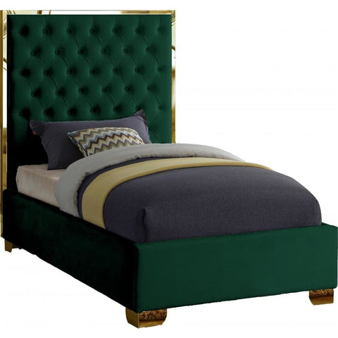 Meridian Furniture Lana Velvet Twin Bed - Green - Bedroom Beds