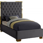 Meridian Furniture Lana Velvet Twin Bed - Grey - Bedroom Beds