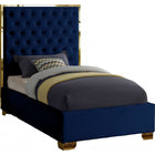 Meridian Furniture Lana Velvet Twin Bed - Navy - Bedroom Beds