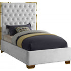 Meridian Furniture Lana Velvet Twin Bed - White - Bedroom Beds
