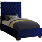 Meridian Furniture Lexi Velvet Twin Bed - Navy - Bedroom Beds
