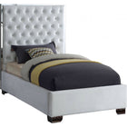 Meridian Furniture Lexi Velvet Twin Bed - White - Bedroom Beds