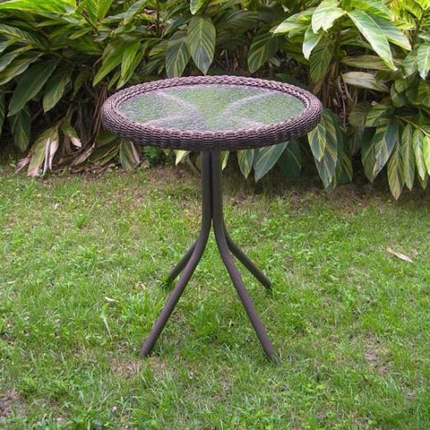 International Caravan Outdoor Resin Wicker and Glass-top Bistro Table - White - Outdoor Furniture