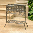 International Caravan Mandalay Iron Rectangular Plant Stand - Rustic Brown - Outdoor Furniture
