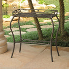 International Caravan Valencia Resin Wicker/Steel Rectangular Plant Table - Chocolate - Outdoor Furniture