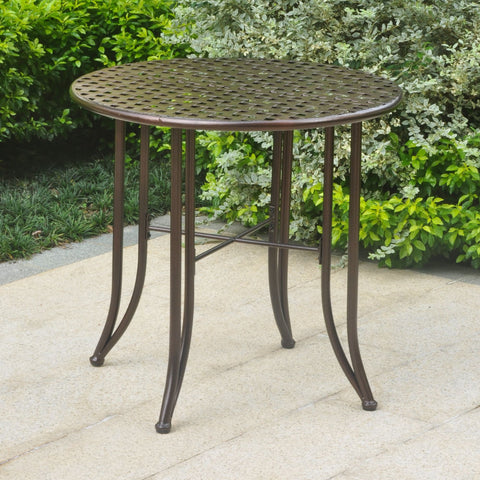 International Caravan Mandalay Iron Patio Bistro Table - Antique Black - Outdoor Furniture