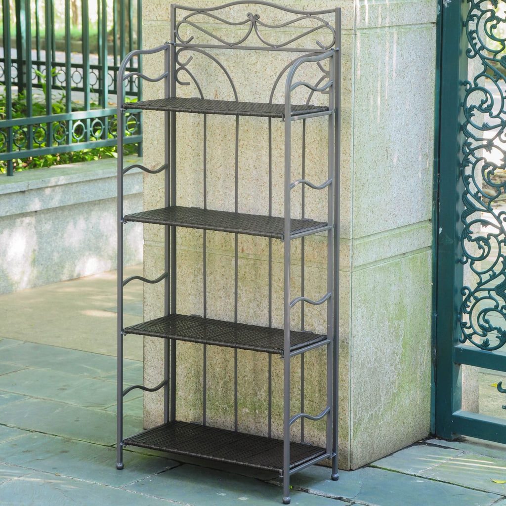 International Caravan Valencia 4-Tier 24 Wide Plant Stand - Chocolate - Outdoor Furniture