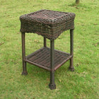 International Caravan Small PVC Resin Side Table - Antique Pecan - Outdoor Furniture