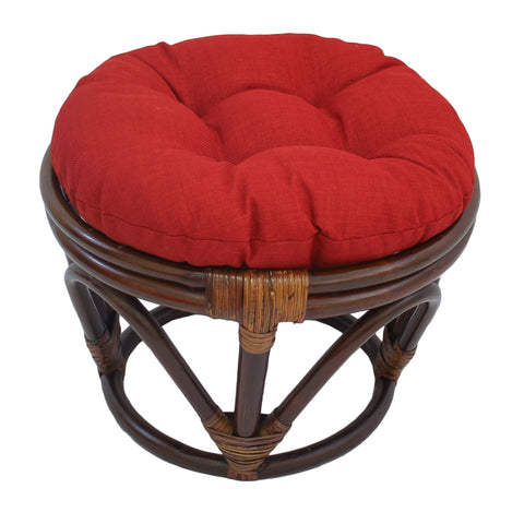 International Caravan Rattan Ottoman with Outdoor Fabric Cushion - Lime - Ottomans