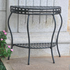 International Caravan Santa Fe Iron Nailhead 2-Tier Half Moon Table - Antique Black - Outdoor Furniture