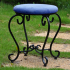 International Caravan Round Iron Vanity Stool with Cushion - Indigo - Stools
