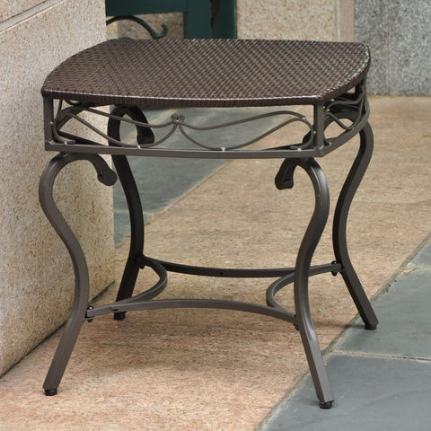 International Caravan Valencia Resin Wicker/Steel Square Round Side Table - Honey - Other Tables