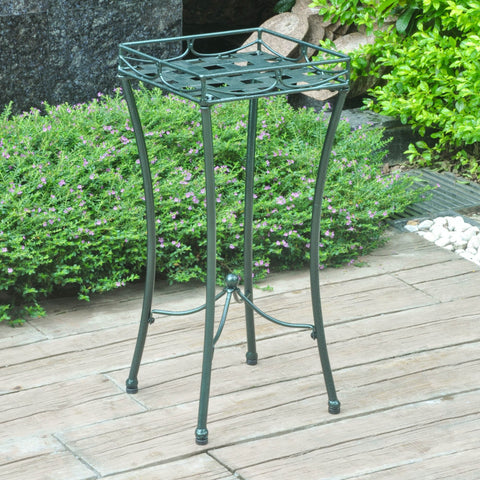 International Caravan Santa Fe Iron Nailhead Square Plant Stand - Rustic Brown - Outdoor Furniture