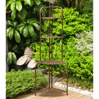 International Caravan Mandalay Iron Folding Corner Bakers Rack - Rustic Brown - Shelves & Cases
