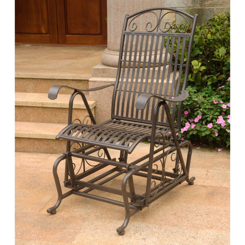 International Caravan Mandalay Iron Glider - Antique Black - Outdoor Furniture