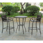 International Caravan Set of 3 Valencia Resin Wicker/Steel Bar Height Bistro Group - Chocolate - Outdoor Furniture