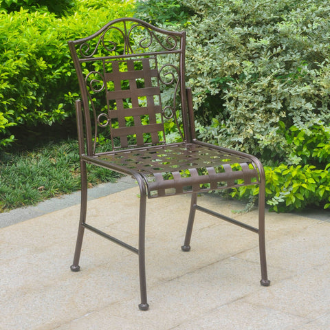 International Caravan Mandalay Iron Patio Set of 2 Bistro Chairs - Antique Black - Outdoor Furniture