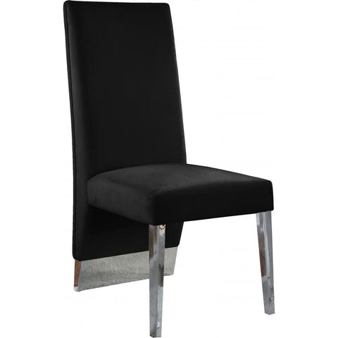 Meridian Furniture Porsha Velvet Dining Chair Set of 2 - Black - Dining Chairs