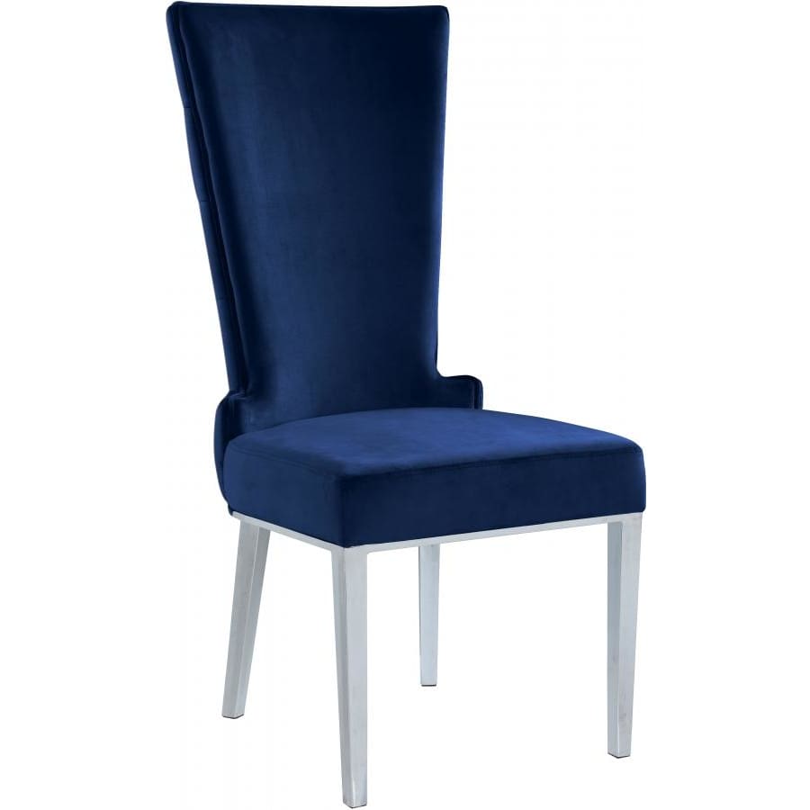 Meridian Furniture Serafina Velvet Dining Chair-Set of 2 - Navy - Dining Chairs