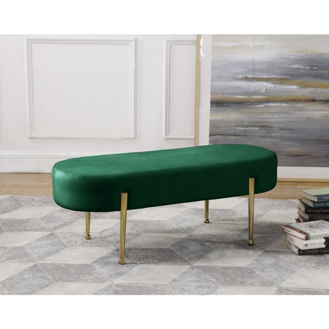 Meridian Furniture Gia Velvet Bench - Green - Benches