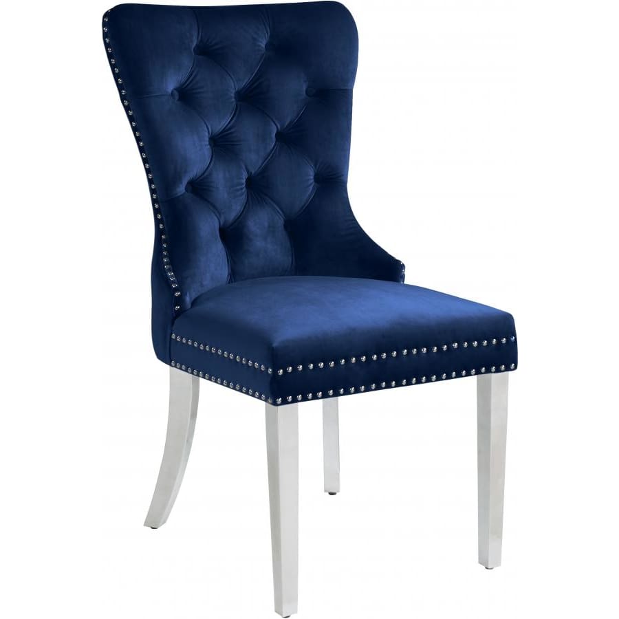 Meridian Furniture Carmen Velvet Dining Chair-Set of 2 - Navy - Dining Chairs