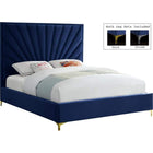 Meridian Furniture Eclipse Velvet Queen Bed - Navy - Bedroom Beds