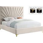 Meridian Furniture Eclipse Velvet Queen Bed - Cream - Bedroom Beds