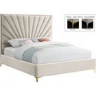 Meridian Furniture Eclipse Velvet Full Bed - Cream - Bedroom Beds