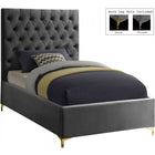 Meridian Furniture Cruz Velvet Twin Bed - Grey - Bedroom Beds