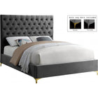 Meridian Furniture Cruz Velvet Full Bed - Grey - Bedroom Beds