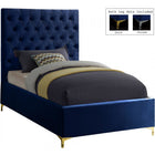 Meridian Furniture Cruz Velvet Twin Bed - Navy - Bedroom Beds