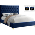 Meridian Furniture Cruz Velvet King Bed - Navy - Bedroom Beds