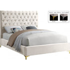 Meridian Furniture Cruz Velvet Queen Bed - Cream - Bedroom Beds
