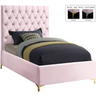 Meridian Furniture Cruz Velvet Twin Bed - Pink - Bedroom Beds