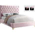 Meridian Furniture Cruz Velvet Full Bed - Pink - Bedroom Beds
