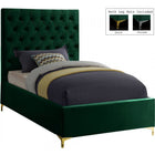 Meridian Furniture Cruz Velvet Twin Bed - Green - Bedroom Beds