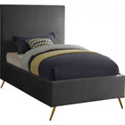 Meridian Furniture Jasmine Velvet Twin Bed - Grey - Bedroom Beds