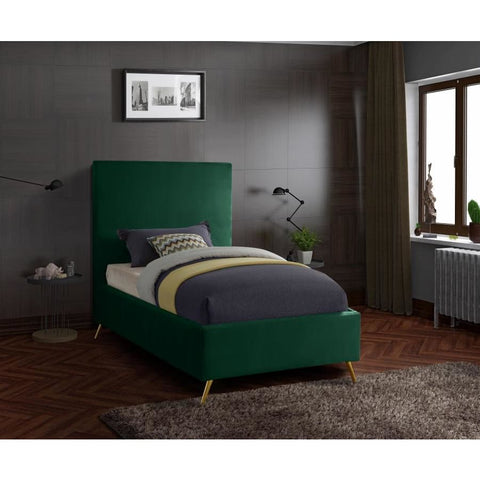 Meridian Furniture Jasmine Velvet Twin Bed - Green - Bedroom Beds