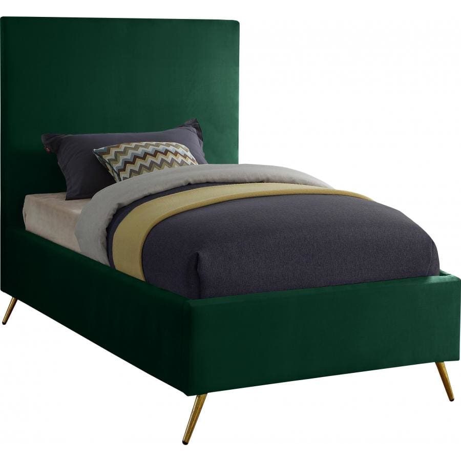 Meridian Furniture Jasmine Velvet Twin Bed - Green - Bedroom Beds