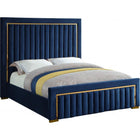 Meridian Furniture Dolce Velvet Queen Bed - Navy - Bedroom Beds